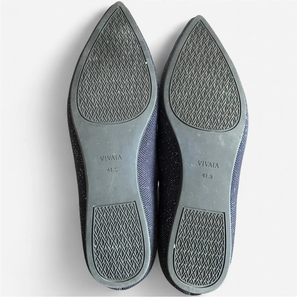 Vivaia Aria 5 French-Themed Oui Bow Special Edition Flats Navy Glitter US 10 - Picture 4 of 4